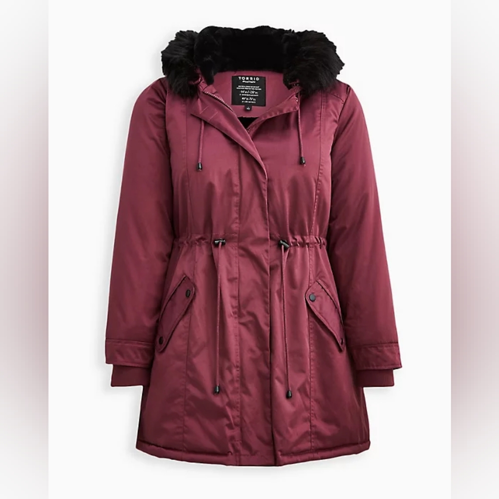 Torrid twill fur trim parka sz 4